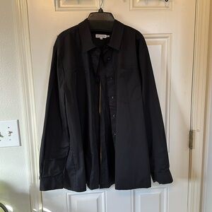 Good American Flap Pocket Button-Up Shirt in Black Size L
